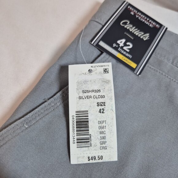 Roundtree & Yorke Casuals Cargo Shorts Medium Gray Chino Shorts Size  42 (60) - Picture 6 of 9